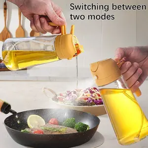 16oz/470ml Oil Sprayer For Cooking With , Premium 2 In 1 Olive Oil Dispenser Bottle For Kitchen Gadgets, Air Fryer, Salad, Frying, BBQ