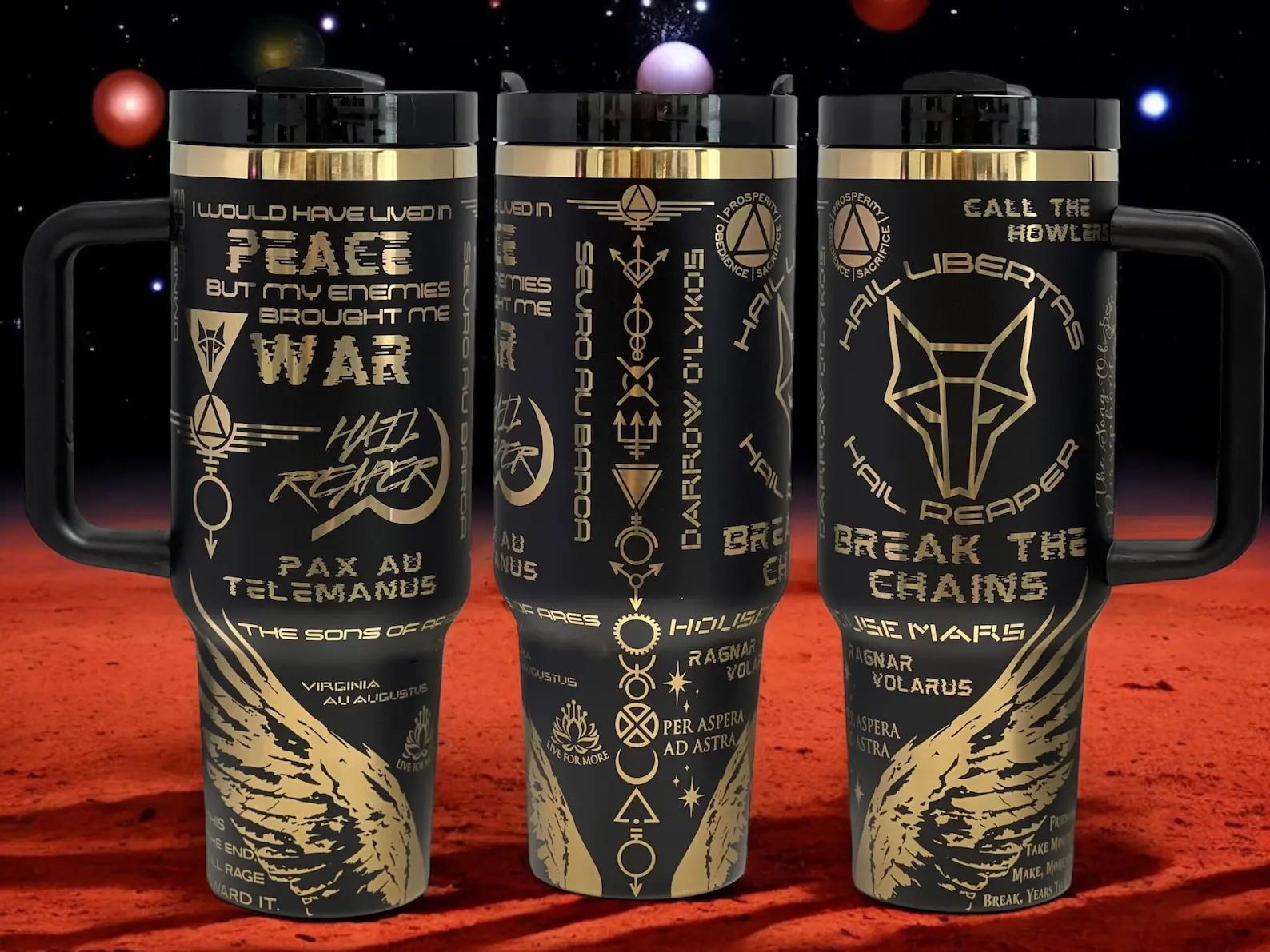 Red Rising Howler themed 40oz Tumbler, Laser Engraved, Book Club Merch, Booktok, Sci-Fi Series