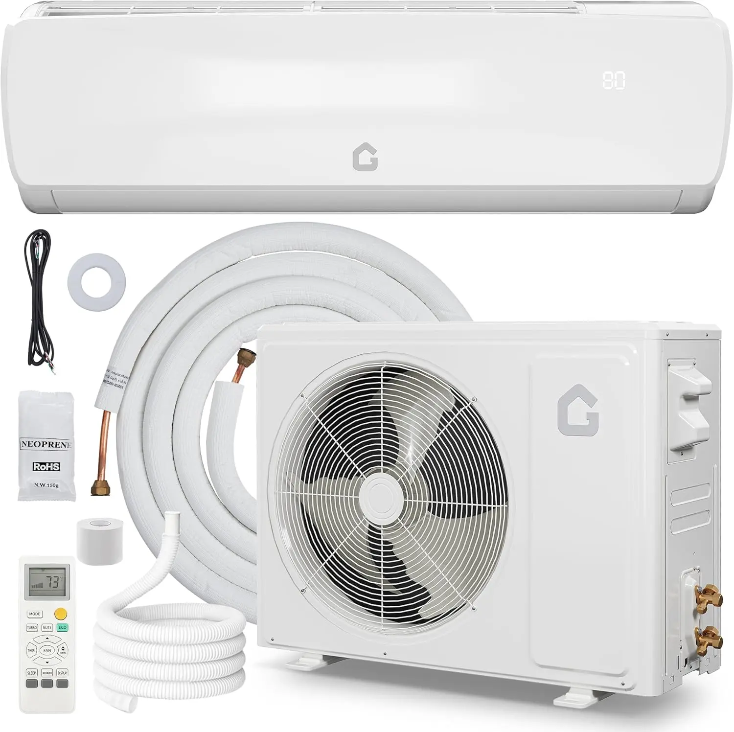Garvee 9K/12K/18K BTU Mini Split AC/Heating System - 19 SEER2 Ultra Efficient Heat Pump with WIFI,115/ 208/230V Wall Mounted Air Conditioner, Cools & Heats Up to 1500 Sq.Ft, Includes Installation Kit