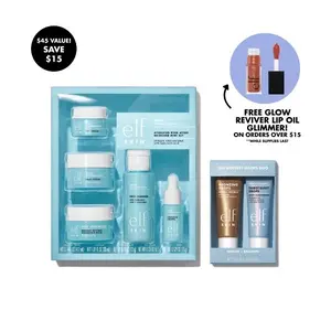 e.l.f.ing On-the-Go 7-Piece Travel Set - Holy Hydration! Skincare Mini Kit & Hottest Drops Duo for Hydrating & Brightening Skin Care
