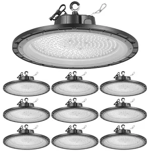 【DealsForYouDays】VEVOR 10 Pack LED High Bay Lights, 5000K 200W 30000LM Super Bright UFO LED Warehouse Shop Lights, IP65 Waterproof, 100-277V Wide Voltage for Warehouse Workshop Factory Gym Garage Barn, Black