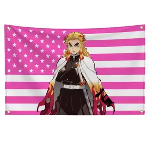 Rengoku Anime Kimetsu American Tapestry Tokitou Muichirou Tomioka Giyuu Banner for Dorms & Living Areas Stripes Design Comfortable & Long-lasting Decor Room Unique