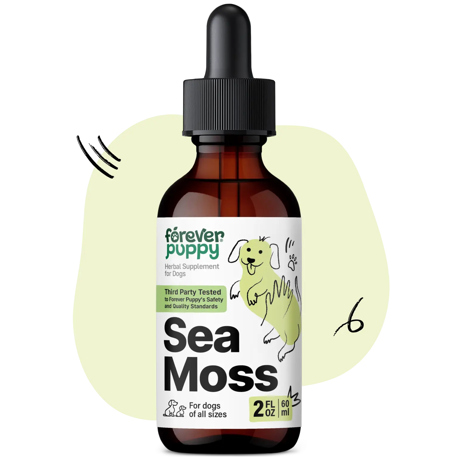 Irish Sea Moss Drops for Dogs - Thyroid Support & Energy - Nutritional Drops with Liquid Seamoss Extract - Dog Vitamins and Supplements for All Breeds & Sizes - Alcohol-Free - 2 fl oz