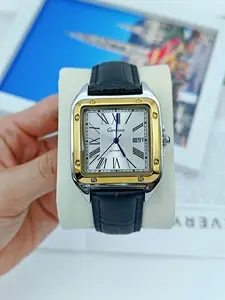 High end luxury Shandushi tank series business men's watch men's quartz watch square steel strip Roman scale dial calendar display waterproof watch business and leisure dual-use gift item Analog Quartz Watch