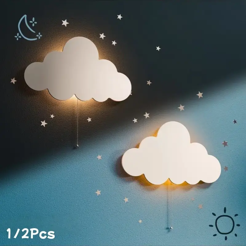 Glowing Wall Decor Cloud Light, Battery-Powered Wall Lamp, Ideal for Bedroom and Living Room, Magnetic Mount, Rope Switch, Warm Night Lighting, Ambient Decoration Lamp, Decorative Wall Light, Home Decor Lighting