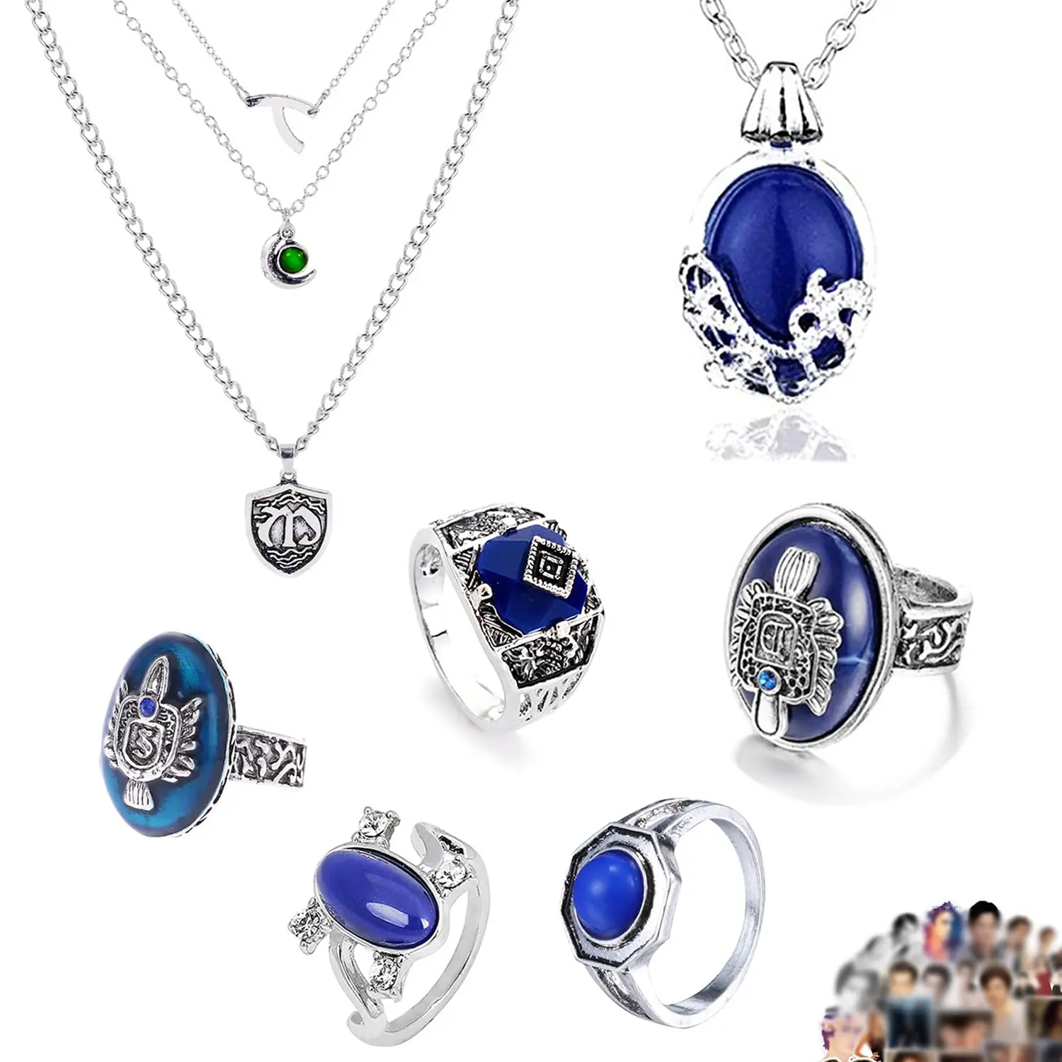The Vampire Fashion Set Daywalking Katherine Necklace Damon Stefan Klaus Ring For Women Fans Movie Stickers 27