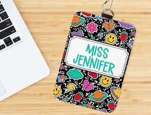 Personalized Teacher ID Badge Holder with Lanyard-Custom Teacher ID Badge- Personalized Teacher Gift