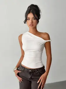 Women's Y2K Style Off-Shoulder Short Top, High Stretch Solid Color Design, Perfect for Casual & Formal Occasions, Fashion Daily Wear