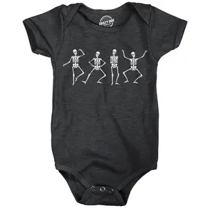 Dancing Skeletons Baby Bodysuit Funny Sarcastic Halloween Party Graphic Novelty Jumper For Infants Funny Baby Onesies Halloween Clothes for Baby Novelty Onesie Black -