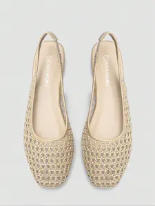 Women's Woven Back Strap Low-Top Shoes, Elegant Casual Daily Commute Footwear, Stylish Comfortable Design for Women, Summer Flats