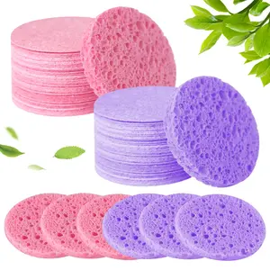 Compressed Facial Sponge, 30/60/100pcs Natural Exfoliating Facial Cleansing Pads for Sensitive Skin, Reusable Makeup Remover & Gentle Facial Cleanser