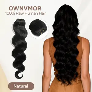 OWNVMOR Brazilian Virgin Human Hair Bundles 26inch Body Wave Straight Hair for Quick Weave 1 3 Bundles Natural Black Traditional Sew in Extension ponytail
