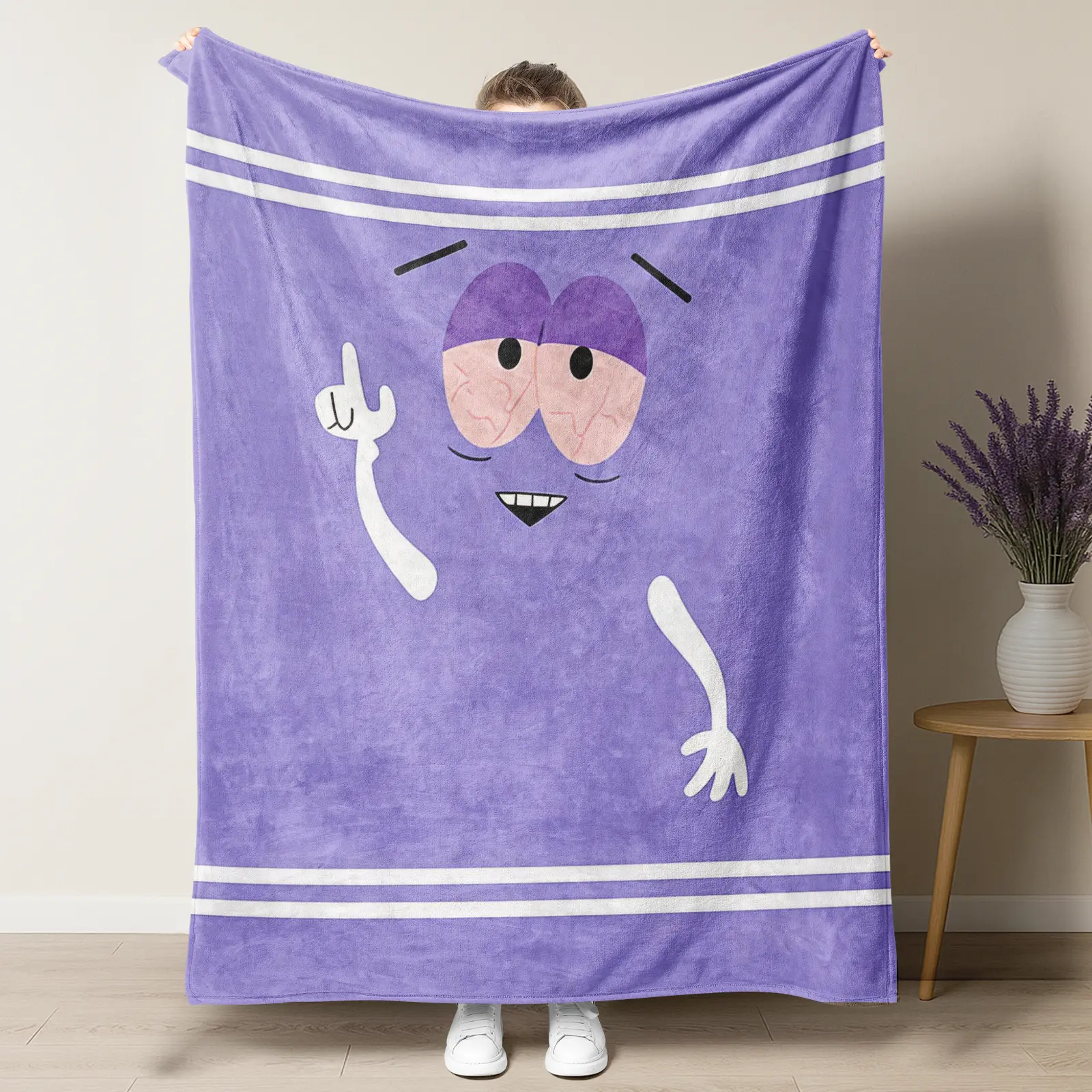 South Park Towelie 100% Polyester Blanket - Cartoon Character Purple Iconic Design, Classic "I’m Towelie" Pose, Soft Fabric, Durable, Machine Washable, Indoor/Outdoor Home Use, Ideal for Adult Animation Fans