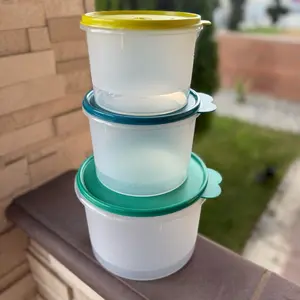 Airtight Clear Plastic Food Storage Containers with Lid Closure, Stackable Storage Containers Set of 3 in Lime, Teal, Blue for Kitchen Use