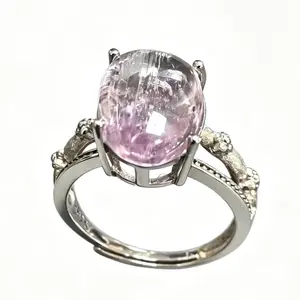 Twig Design Kunzite Ring | 925 Silver Adjustable 14.5×9.5mm