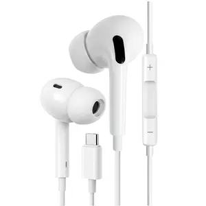 Fluffdrip F-01 Type-C Wired Earphones (with Microphone) — Ergonomically Designed Type-C Headphones Compatible with iPhone 17/16/15, Android, and Galaxy S25/S24; Features In-Line Controls and Includes a Portable Storage Case.