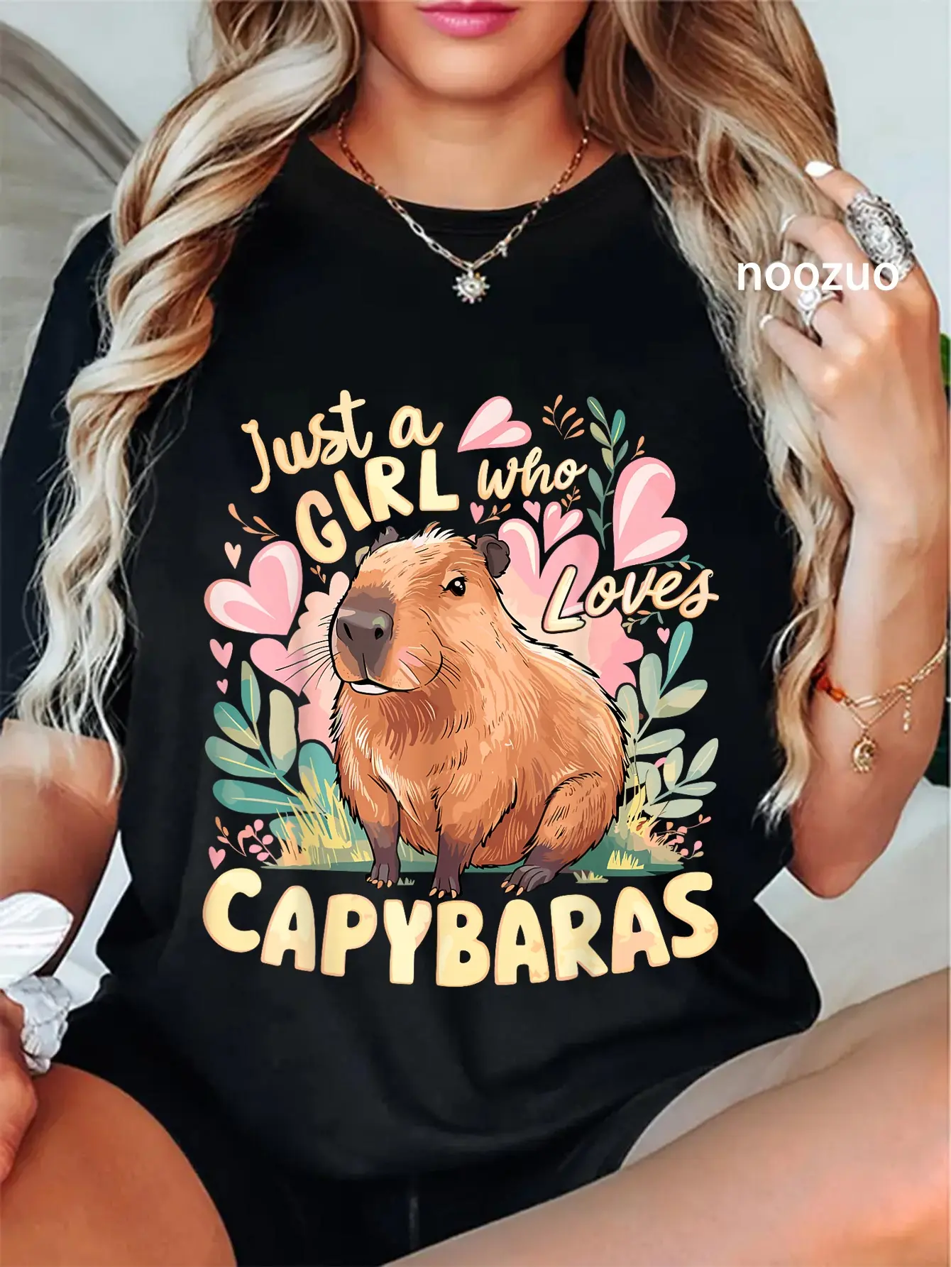 100% Cotton Capybara Cute Just a Girl who Loves Capybaras T-Shirt