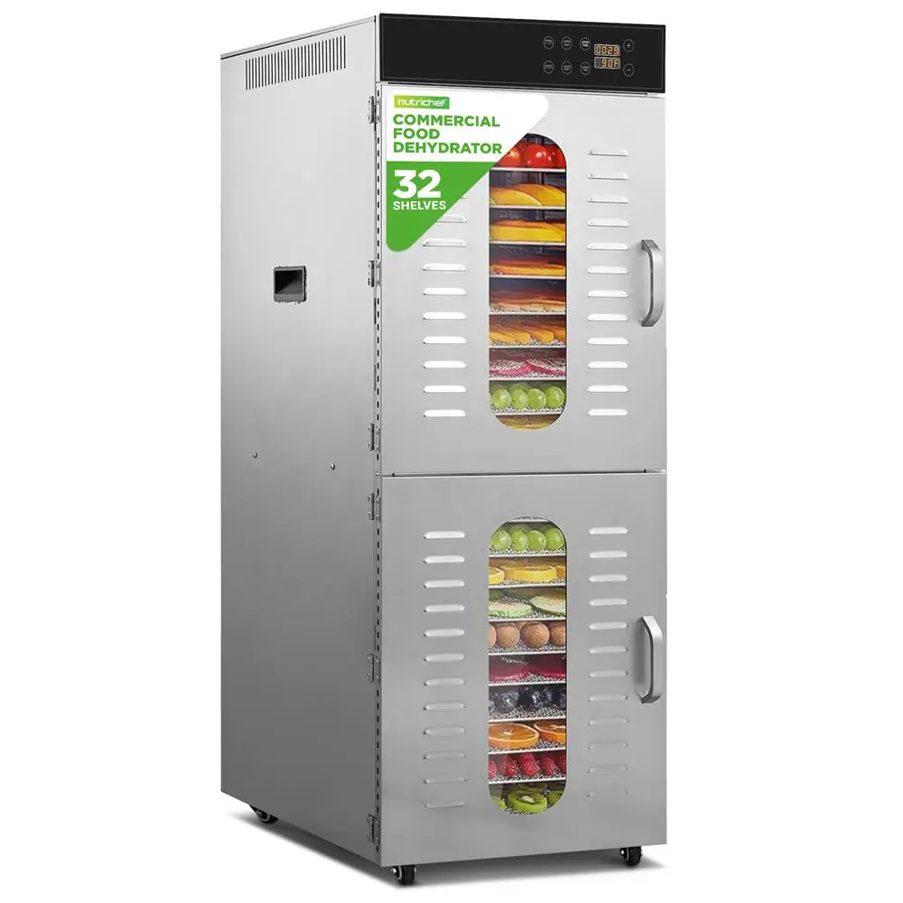 32-Layer Stainless Steel Electric Food Dehydrator - Large Capacity with Digital Timer, 2 Crumb Trays & Auto Shut-Off Function - Ideal for Preserving Flowers, Fruits, Vegetables & Snacks - Kitchen Appliance for Home & Commercial