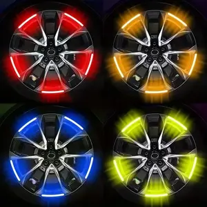 Car Wheel Hub Reflective Sticker, Tire Rim Luminous Sticker, Roadway Safety Reflective Strip for Cars, Motorcycles and Bicycles