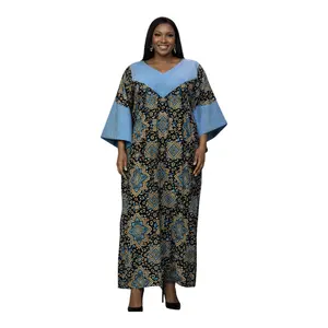 CRZ 60 Inches Long Ankara Dress Embellished With Rhinestones