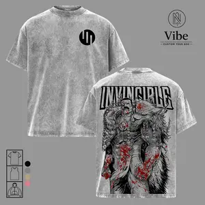 Thragg Invincible Vintage Washed Oversized T-Shirt, Tank Top, Viltrumite Empire Blood Graphic Tee, Villain Anime Style Streetwear Heavyweight Cotton Unisex Shirt, Gift for Comic Fans