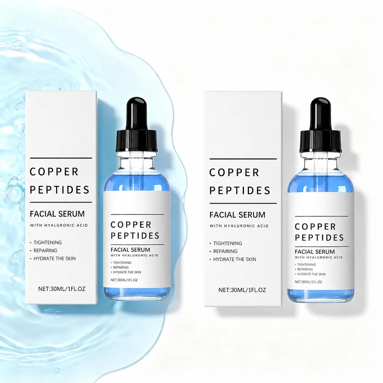 GHK-Cu Copper Peptide Hyaluronic Acid Facial Serum - 30 ml Advanced Hydrating Serums & Essences, Moisturizer, Soothing, Lightweight, Firming, Quick-Absorbing, Non-Sticky for Sensitive Skin (Daily Use), Facial Treatment