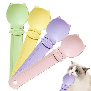 4Pcs Cat Treat Squeeze Spoon Multifunctional Dispenser for Wet Food, Licky Treats & Puree Tubes, Easy Feeding and Storage with with Extra Long Handle Design, Cat Accessories