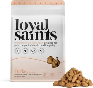 Loyal Saints Freeze-Dried Dog Food 5oz - Healthy, High Protein, and Grain-Free Raw Turkey with Salmon Nuggets - Complete and Balanced Meal Topper, Snack, Dog Food & Picky Eater Favorite - Made in The USA Natural Ingredients Pellets