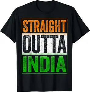 100%cotton Straight Outta India T-Shirt Republic of India Gift Shirt T-Shirt