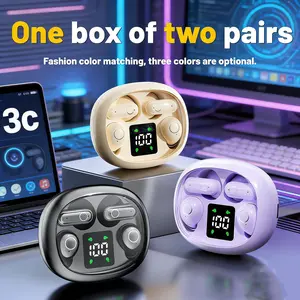 2-Pair Wireless Bluetooth 5.4 Earbuds - Tiny Invisible Short Handle Headphones with Mic, Digital Display, Waterproof - Wireless Music Earbuds for Work, Sports, Bluetooth Earbuds