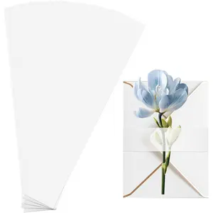 100Pcs Clear Vellum Invitation Belly Bands for 5x7 Invitations Wedding Invitation Accessories Card Gift Wraps Liners