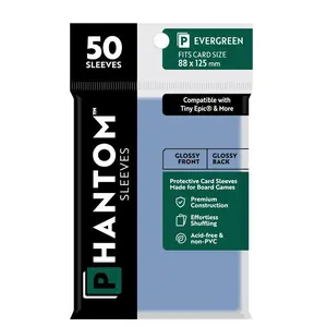 10 Packs Phantom Sleeves: "Evergreen Size" (88mm x 125mm) - Gloss Gloss (50) (Compatible with: Tiny Epic and More) Display Case