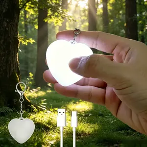 Compact Heart-Shaped USB Rechargeable LED Night Light – Lightweight Touch Control Soft Glow Lamp, Portable Keychain for Travel, Bedroom & Mini Love-Themed Gift