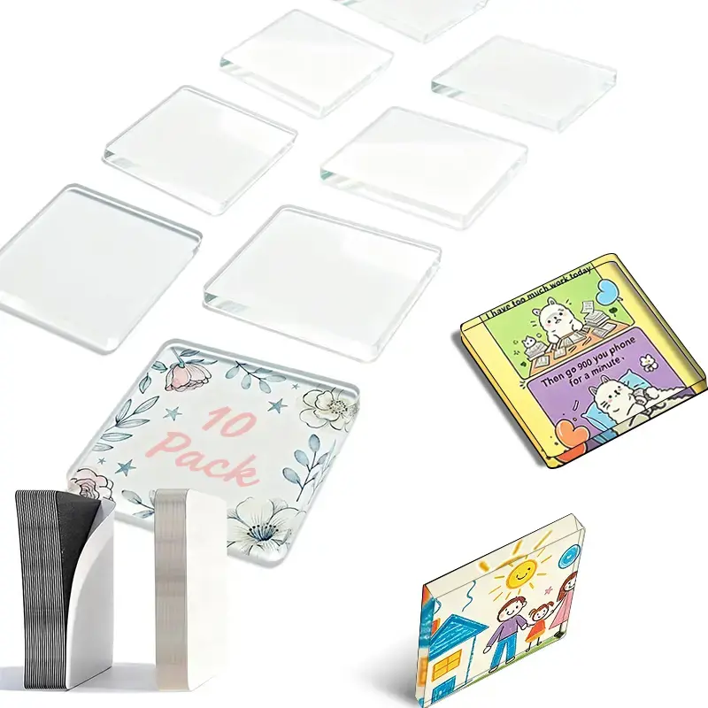 Magnetic Photo Frames 2"x2" Clear Acrylic DIY Fridge Magnets with Adhesive Backing – Square Magnets for Crafts, Kitchen, Classroom, Party & Office Decoration Back to School College Dorm Essentials