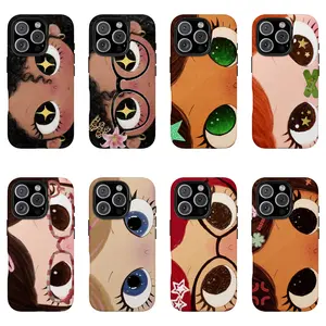 Dreamy INS Shoujo Girl Glittering Big Eyes Comic Girl Lovely Phone Case, Kawaii Big Eye Anime Cover for iPhone 17 16 15 14 13 12 Pro Max, Sawako Kuronuma, Cute Y2K Cartoon Girl, Anime Girl