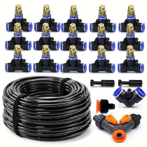 Outdoor Garden Adjustable Copper Nozzle Atomizer Kit, 5/8mm Hose Atomization, Humidifying Cold Water Irrigation System, Lawn Spray