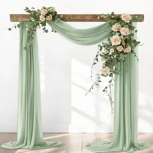 Sage Elegant Arch Draping Fabric Outdoor 1 Panel 29" x 20Ft Sheer Chiffon Curtain Drapes for Wedding Ceremony Birthday Party Garden Brunch