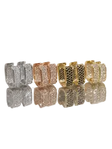 U-Shape Zircon Huggie Hoop Earrings for Women – Shiny Crystal Inlay, Gold/Rose Gold/Silver Finishes, Elegant Sparkly Jewelry Gift