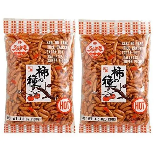 Japanese Traditional Rice Crackers: Nori Maki Arare/ Kaki No Tane 2packs (Kaki No Tane Hot)
