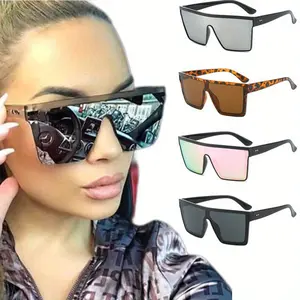 Women's Oversized Vintage Sunglasses - Semi-Rimless PA Plastic Frame, Blue Light Blocking Natural Lens, Trendy Fashion Accessory for Females,summervibes