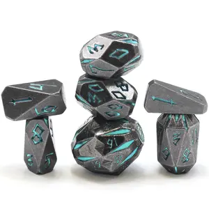 FONVGOGO 7-Piece Stonehenge Themed DnD Polyhedral Dice Set - Heavyweight Zinc Alloy, Solid Build, Customizable, with Storage Box, Ideal Gamer Role-Playing Gift