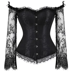 MILALEE Halloween Costume Plus Size Queen Gothic Overbust Corset Lace Up Bustier Steampunk Victorian Waist Cincher Halloween Gothic Party Outfit 8125-ZC1
