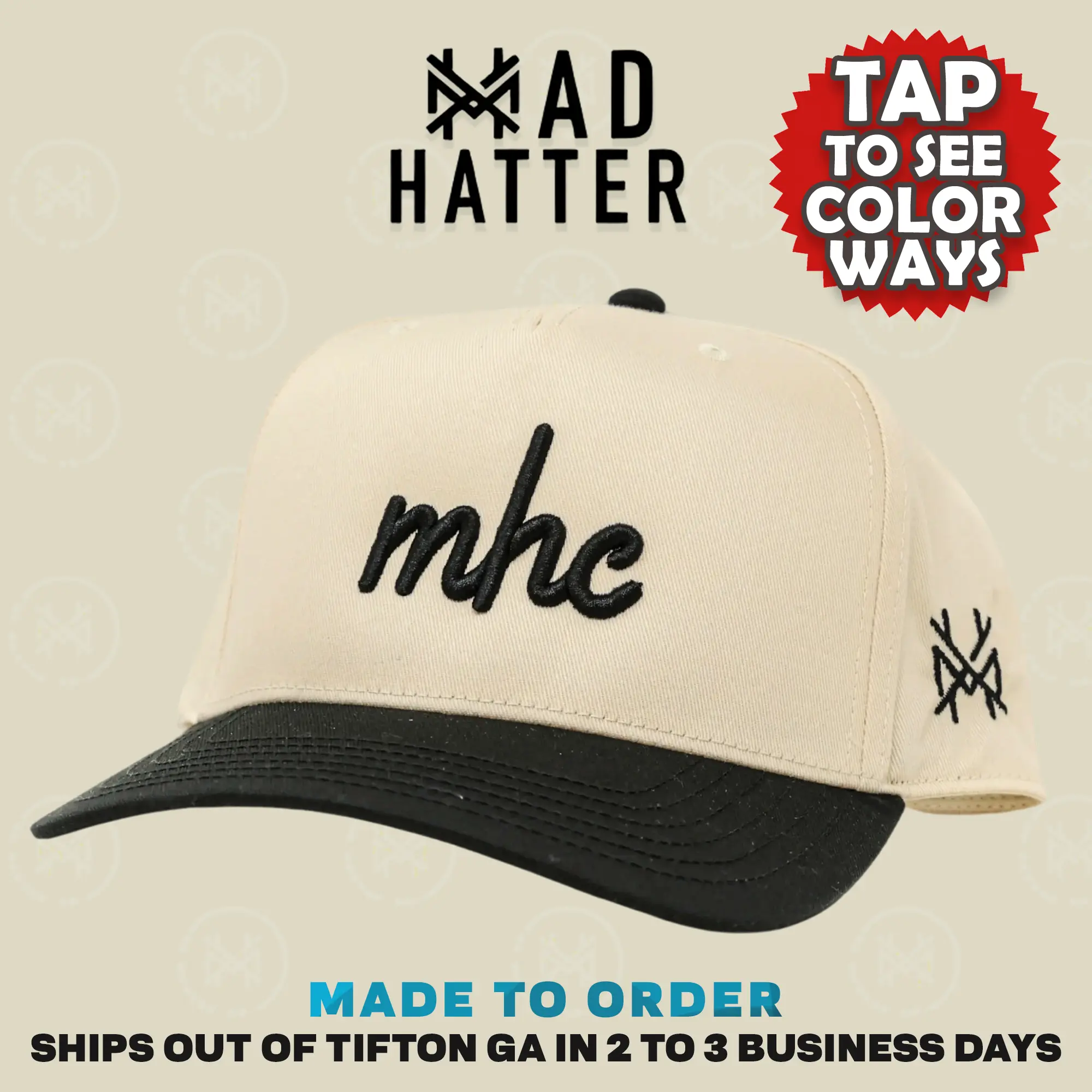 mhc script Embroidered Womens Trucker Hat Snapback Adjustable (Up To Size 8 Head) Gift Cap