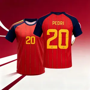 2026 Spain Home And Away 19#Lamine Yamal and 20#Pedrl Short And Long Sleeve Soccer Jersey Fans Version Breathable