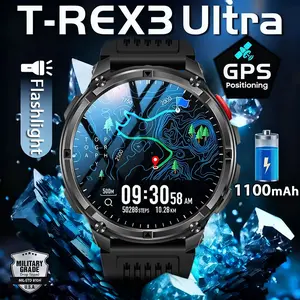 T-Rex3 Ultra GPS Smart Watch for Men, 1100mah Large Battery, Military Grade, Flashlight, Waterproof Outdoor Fitness Tracker