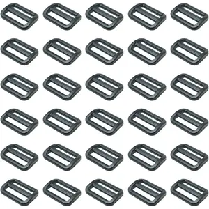 Triglides Slide 30 count 1 Inch Black Adjustable Plastic Tri-Glide Slides Button Bulks for Webbing Fasteners Strap and Backpack, Webbing Triglides Slider Buckle