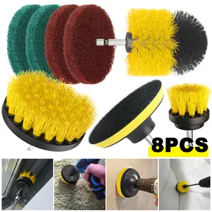 8PCS Drill Brush Attachment Set, Power Cleaning Scrub Brushes for Drill, All Purpose for Bathroom, Car Detailing, Carpet, Tile Grout, Sinks, Corners