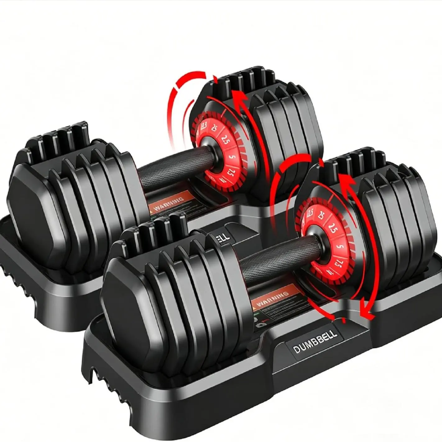 25lbs Adjustable Dumbbells Set of 2, 10 Weight Levels Quick Rotate Adjust Dumbbell Weight Set, Space Saving Home Gym Exercise Equipment for Full Body Strength Training quick-select free