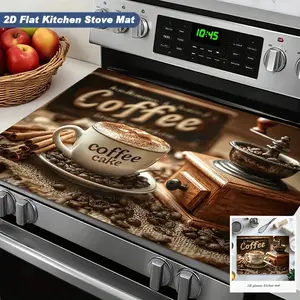 Coffee Theme Alga Mud Stove Pad, Kitchen Heat Resistant Non-Slip Mat, Absorbent Quick-Dry Pad, High Temperature Insulation Rug, Coffee Table Mat, Coasters