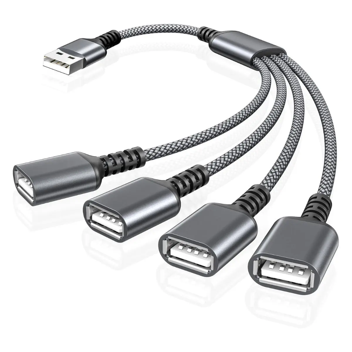 USB 1-to-4 Splitter Cable – 4-Port USB A Extension Adapter for Car, Laptop, Xbox & PS5